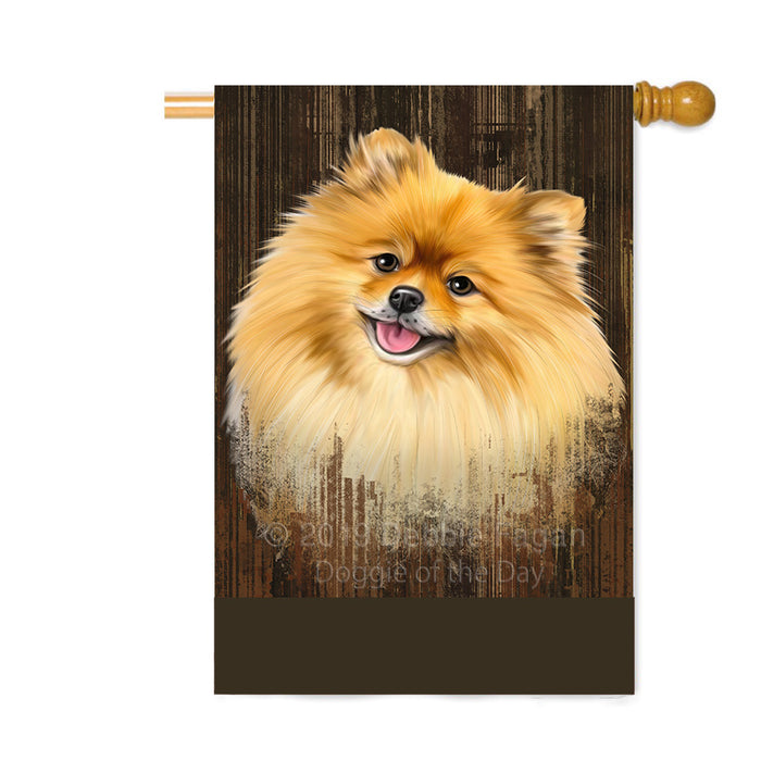 Personalized Rustic Pomeranian Dog Custom House Flag FLG64665