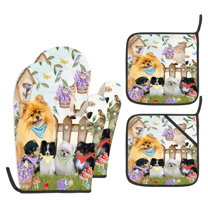 Pomeranian Oven Mitts and Pot Holder Set, Kitchen Gloves for Cooking with Potholders, Explore a Variety of Designs, Personalized, Custom, Dog Moms Gift