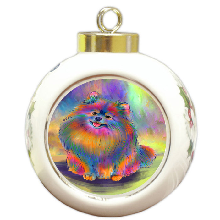 Paradise Wave Pomeranian Dog Round Ball Christmas Ornament RBPOR57081