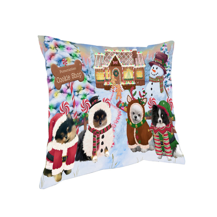 Holiday Gingerbread Cookie Shop Pomeranians Dog Pillow PIL80332