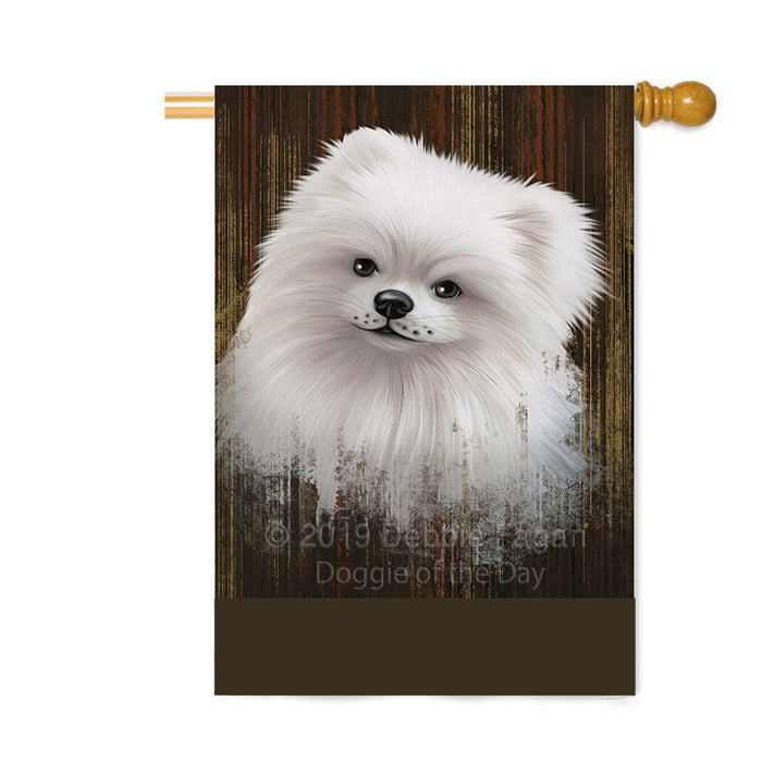 Personalized Rustic Pomeranian Dog Custom House Flag FLG64667