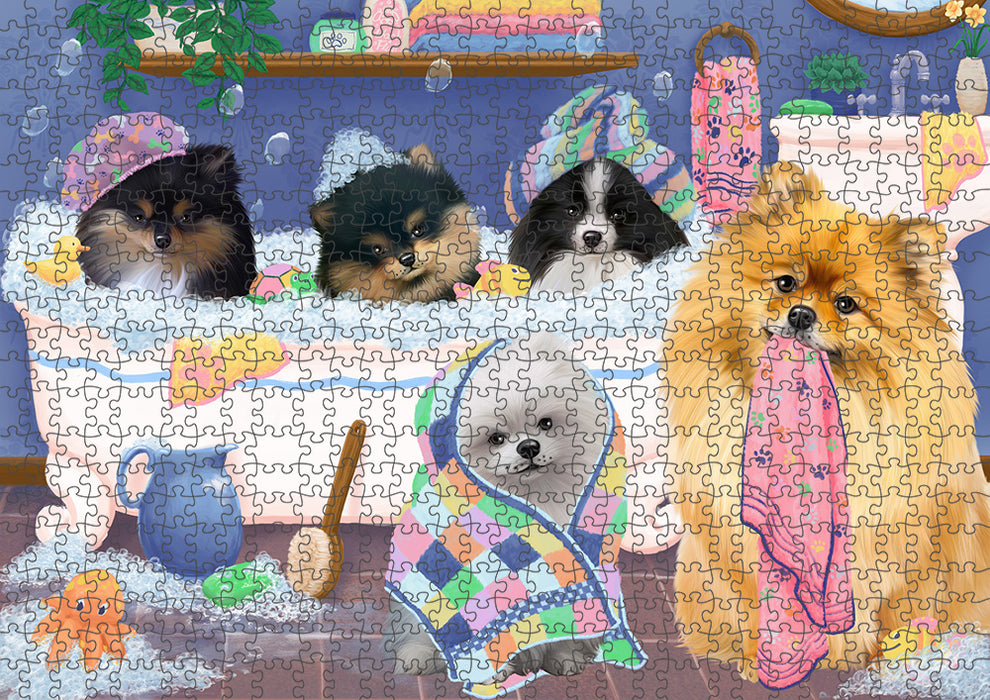 Rub A Dub Dogs In A Tub Pomeranians Dog Puzzle with Photo Tin PUZL95436