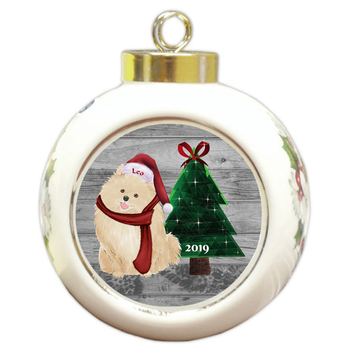 Custom Personalized Pomeranian Dog Glassy Classy Christmas Round Ball Ornament
