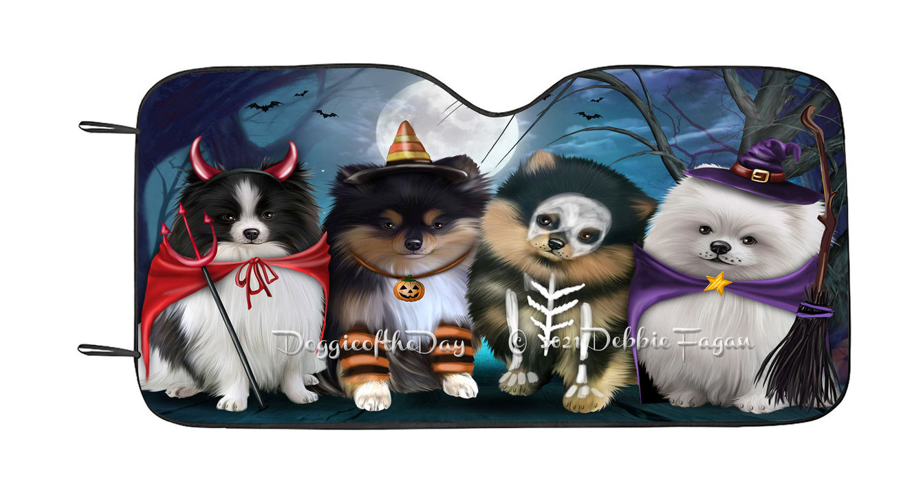 Happy Halloween Trick or Treat Pomeranian Dogs Car Sun Shade Cover Curtain