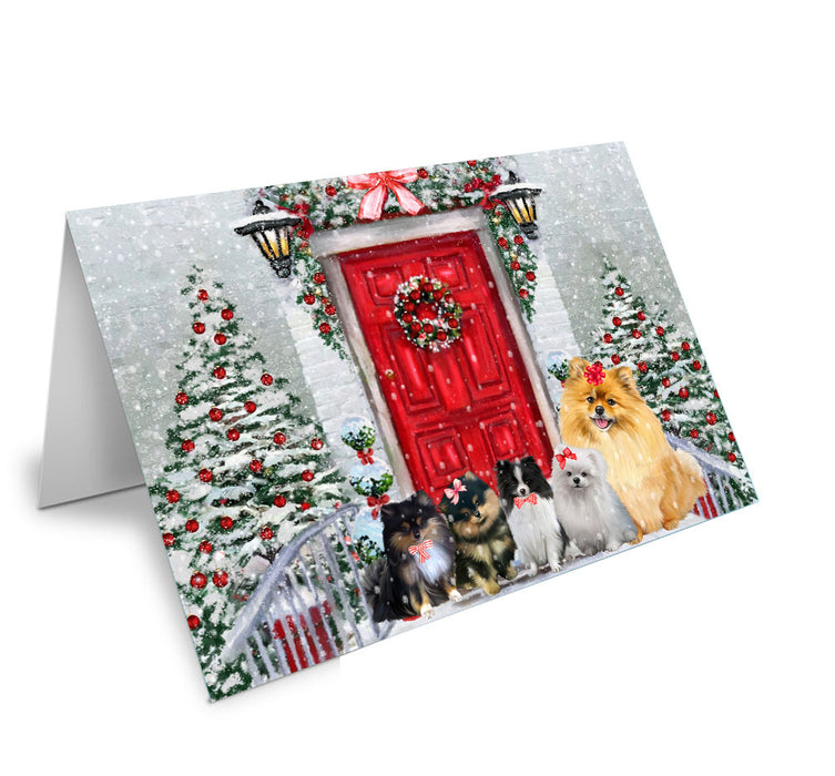 Christmas Holiday Welcome Pomeranian Dog Handmade Artwork Assorted Pets Greeting Cards and Note Cards with Envelopes for All Occasions and Holiday Seasons