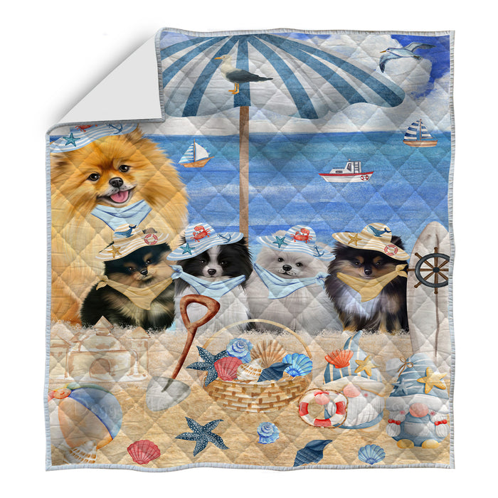 Pomeranian Bed Quilt, Explore a Variety of Designs, Personalized, Custom, Bedding Coverlet Quilted, Pet and Dog Lovers Gift