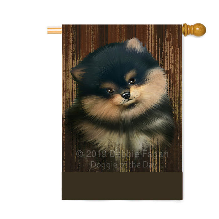 Personalized Rustic Pomeranian Dog Custom House Flag FLG64668