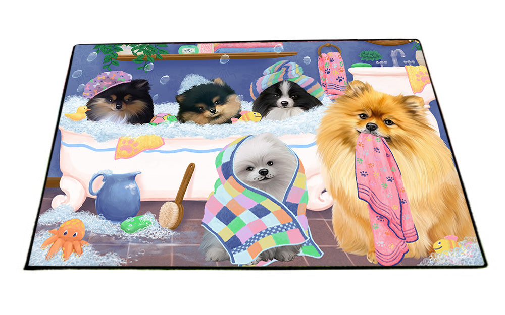 Rub A Dub Dogs In A Tub Pomeranians Dog Floormat FLMS53610