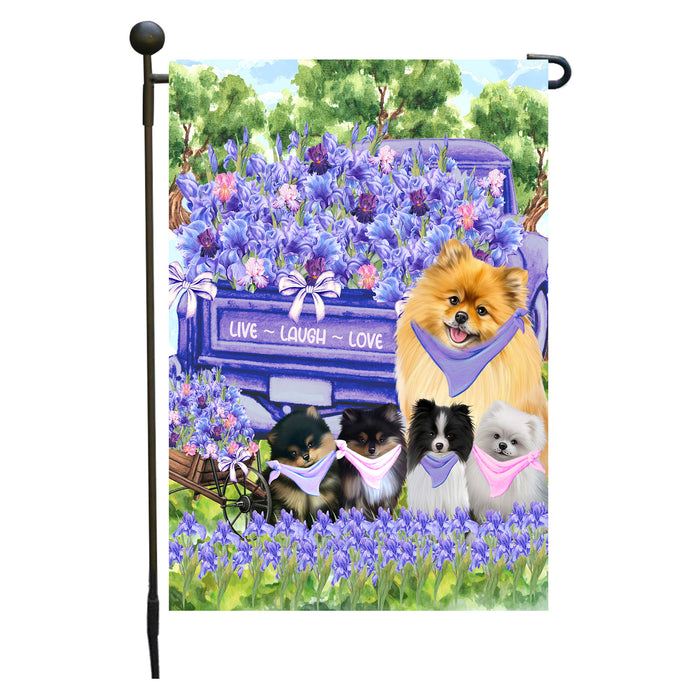 Pomeranian Dogs Garden Flag for Dog and Pet Lovers, Explore a Variety of Designs, Custom, Personalized, Weather Resistant, Double-Sided, Outdoor Garden Yard Decoration