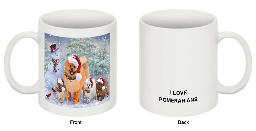 Christmas Running Family Pomeranian Dogs Coffee Mug MUG52533