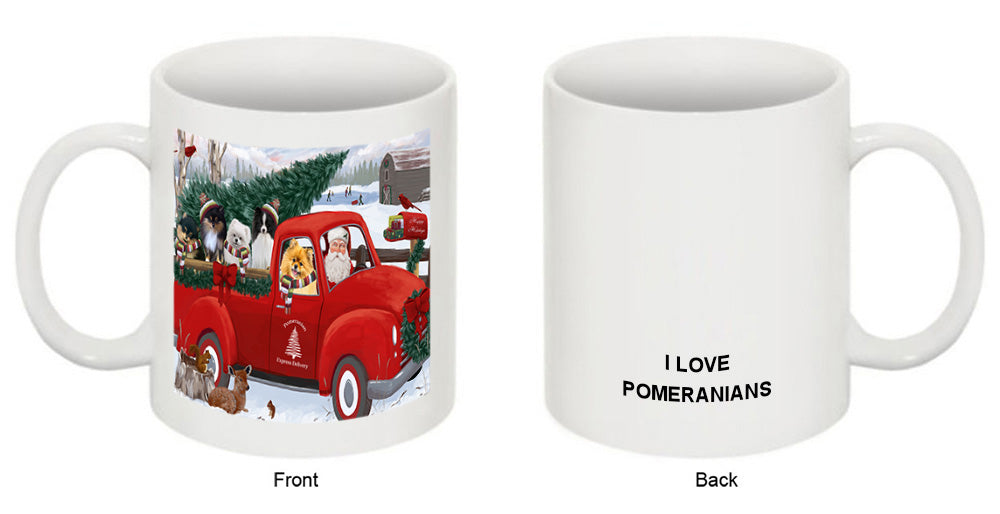 Christmas Santa Express Delivery Pomeranians Dog Family Coffee Mug MUG50453