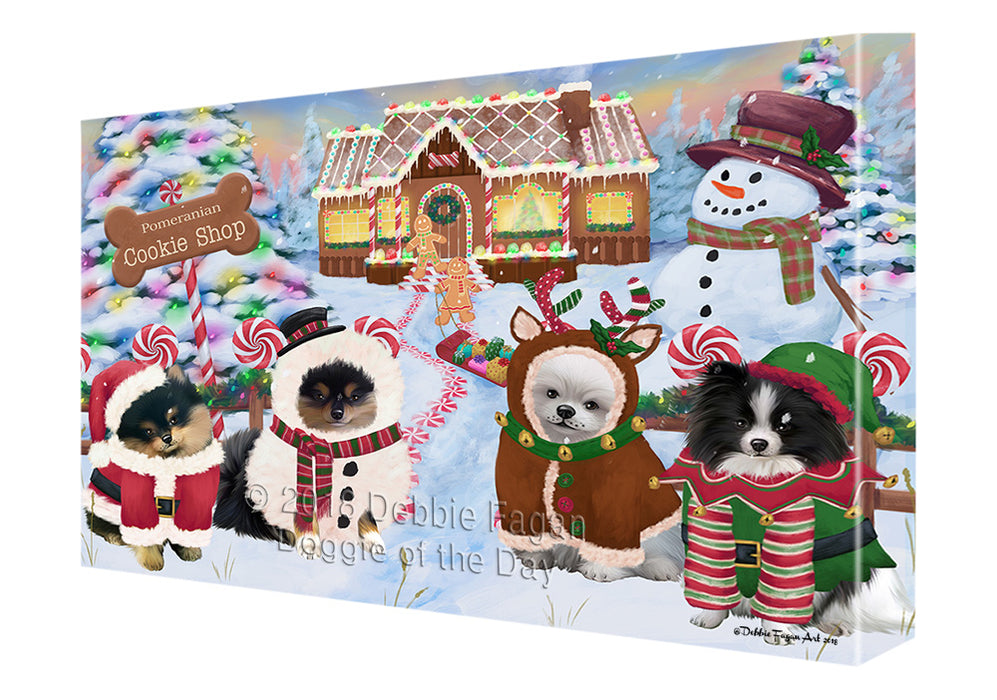 Holiday Gingerbread Cookie Shop Pomeranians Dog Canvas Print Wall Art Décor CVS130814