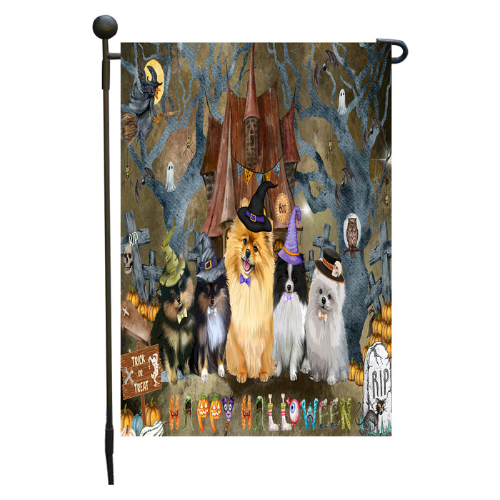 Pomeranian Dogs Garden Flag: Explore a Variety of Designs, Personalized, Custom, Weather Resistant, Double-Sided, Outdoor Garden Halloween Yard Decor for Dog and Pet Lovers
