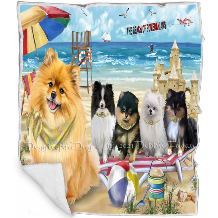 Pet Friendly Beach Pomeranians Dog Blanket BLNKT66243