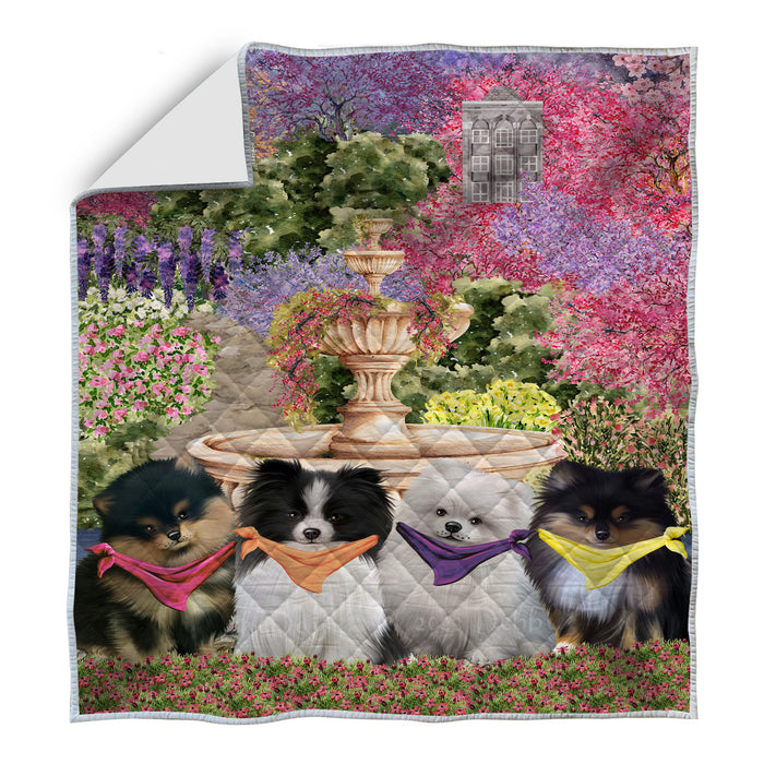 Pomeranian Bedspread Quilt, Bedding Coverlet Quilted, Explore a Variety of Designs, Personalized, Custom, Dog Gift for Pet Lovers