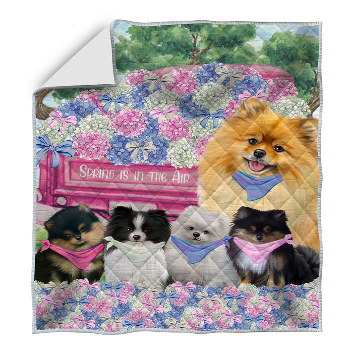 Pomeranian Bed Quilt, Explore a Variety of Designs, Personalized, Custom, Bedding Coverlet Quilted, Pet and Dog Lovers Gift