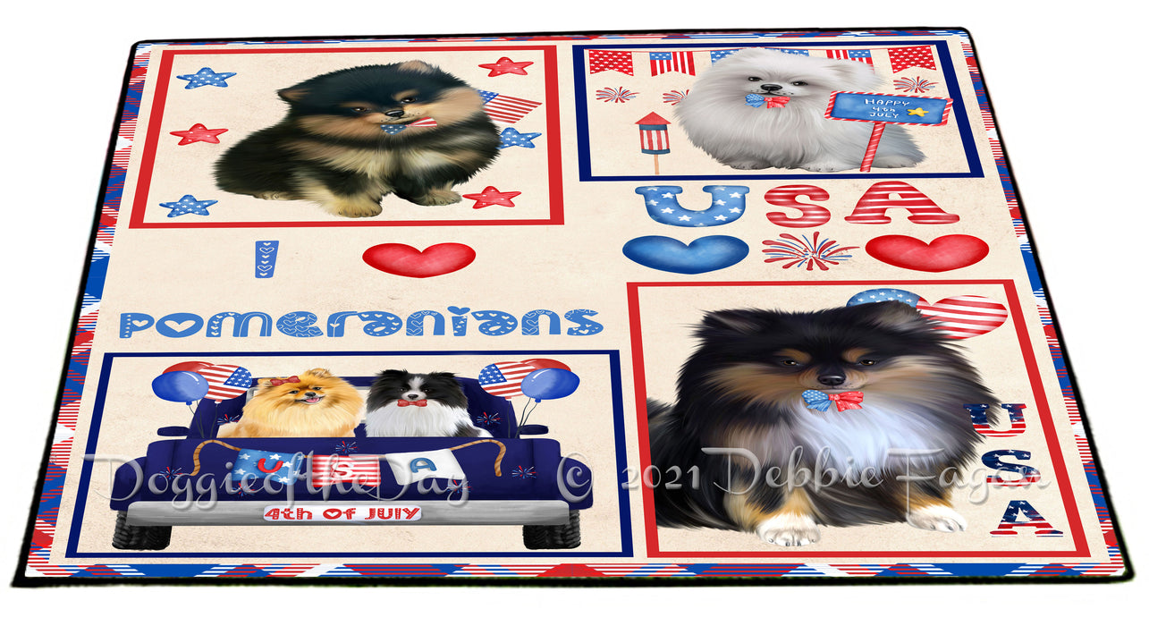 4th of July Independence Day I Love USA Pomeranian Dogs Floormat FLMS56281 Floormat FLMS56281