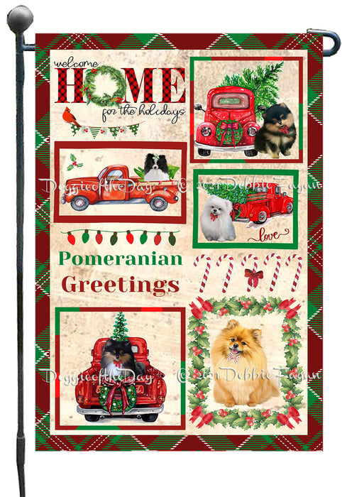 Welcome Home for Christmas Holidays Pomeranian Dogs Garden Flag GFLG67032