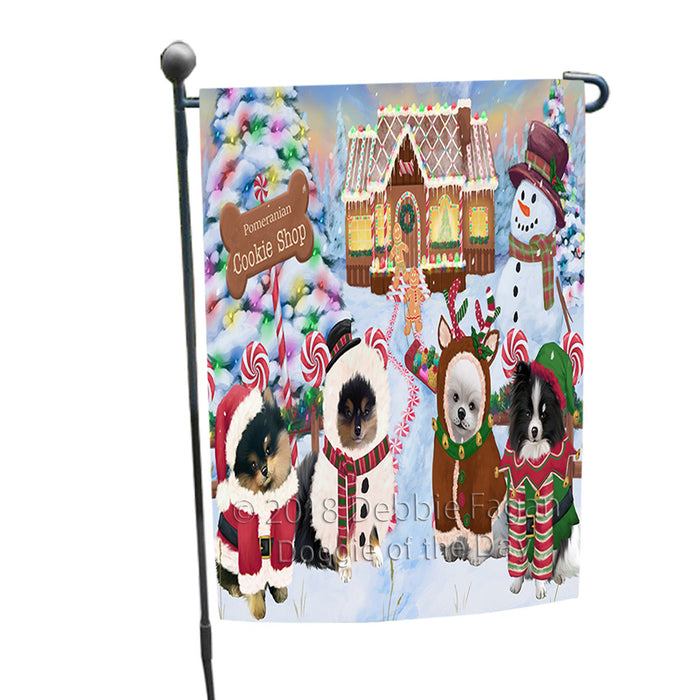 Holiday Gingerbread Cookie Shop Pomeranians Dog Garden Flag GFLG57138