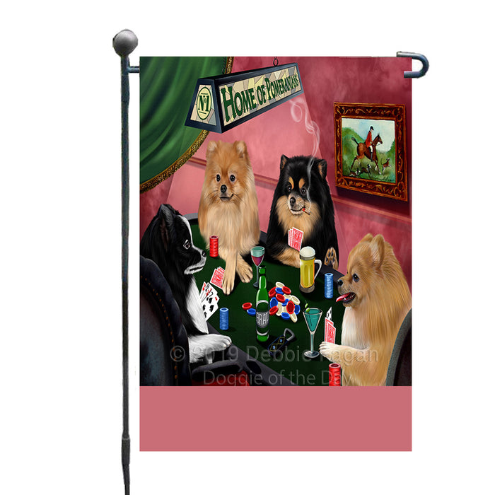 Personalized Home of Pomeranian Dogs Four Dogs Playing Poker Custom Garden Flags GFLG-DOTD-A60285