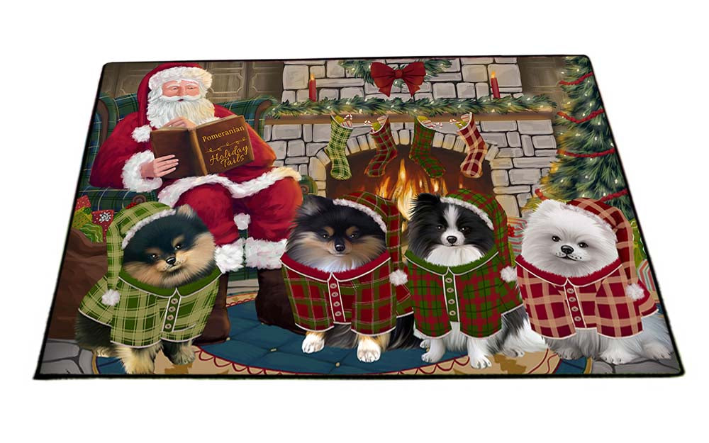 Christmas Cozy Holiday Tails Pomeranians Dog Floormat FLMS52719