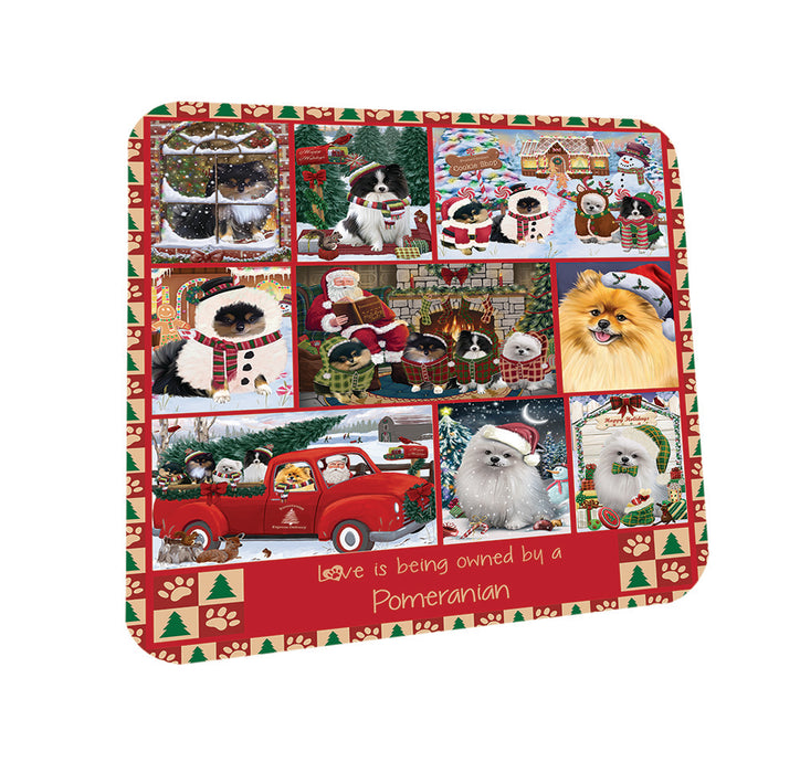 Love is Being Owned Christmas Pomeranian Dogs Coasters Set of 4 CST57201