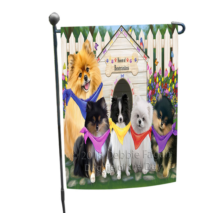 Spring Dog House Pomeranians Dog Garden Flag GFLG50081