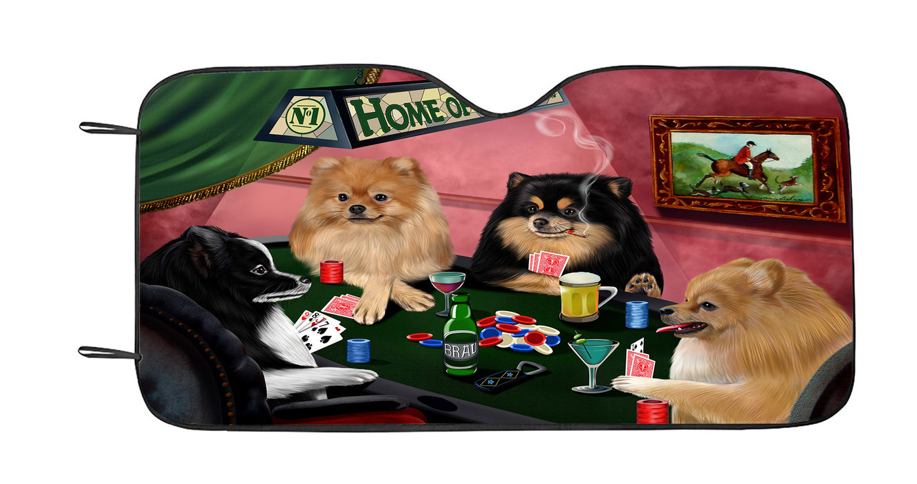 Home of  Pomeranian Dogs Playing Poker Car Sun Shade