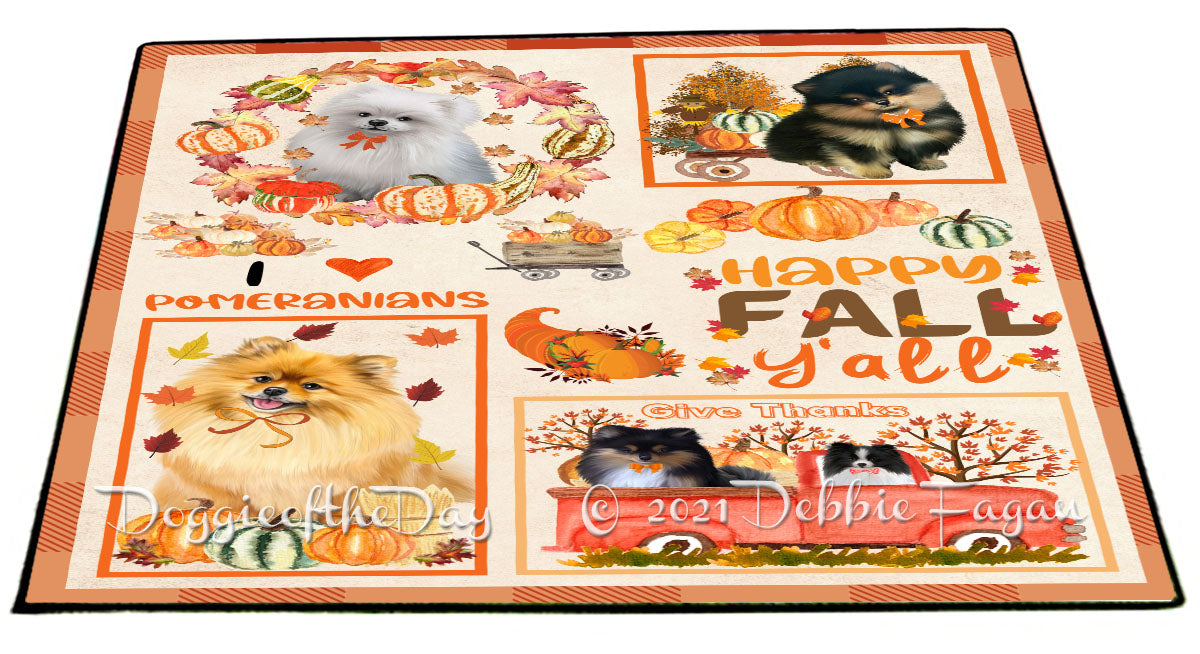 Happy Fall Y'all Pumpkin Pomeranian Dogs Indoor/Outdoor Welcome Floormat - Premium Quality Washable Anti-Slip Doormat Rug FLMS58708