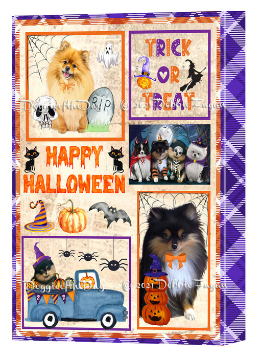 Happy Halloween Trick or Treat Pomeranian Dogs Canvas Wall Art Decor - Premium Quality Canvas Wall Art for Living Room Bedroom Home Office Decor Ready to Hang CVS150731