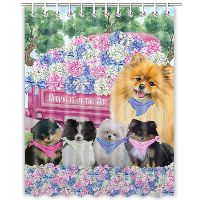 Pomeranian Shower Curtain: Explore a Variety of Designs, Personalized, Custom, Waterproof Bathtub Curtains for Bathroom Decor with Hooks, Pet Gift for Dog Lovers