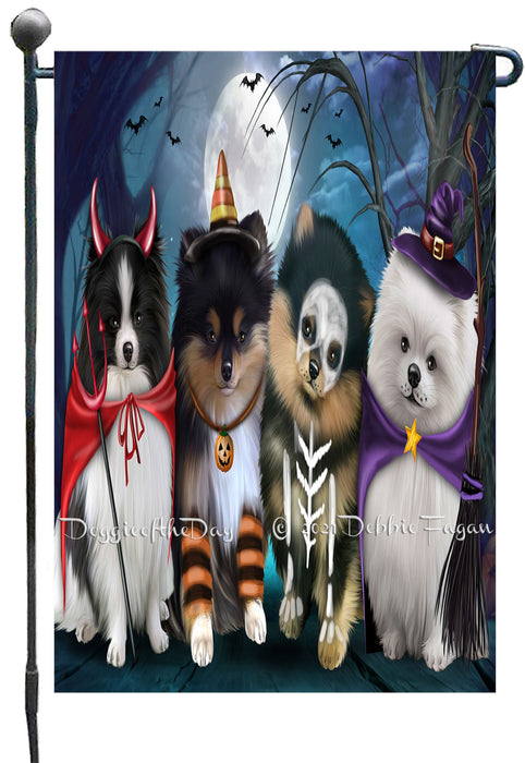 Happy Halloween Trick or Treat Pomeranian Dogs Garden Flags- Outdoor Double Sided Garden Yard Porch Lawn Spring Decorative Vertical Home Flags 12 1/2"w x 18"h
