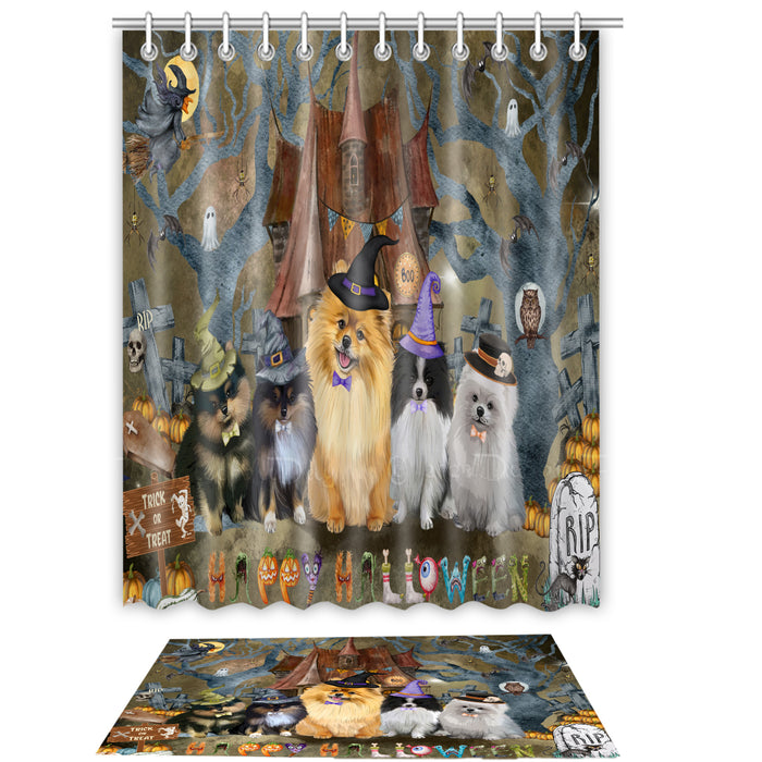 Pomeranian Shower Curtain & Bath Mat Set - Explore a Variety of Personalized Designs - Custom Rug and Curtains with hooks for Bathroom Decor - Pet and Dog Lovers Gift