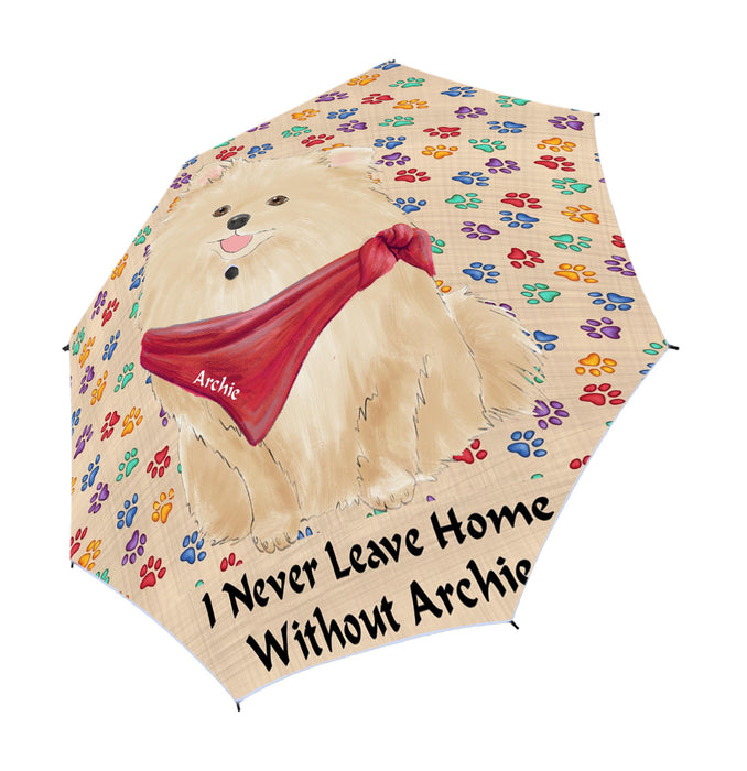 Custom Pet Name Personalized I never Leave Home Pomeranian Dog Semi-Automatic Foldable Umbrella