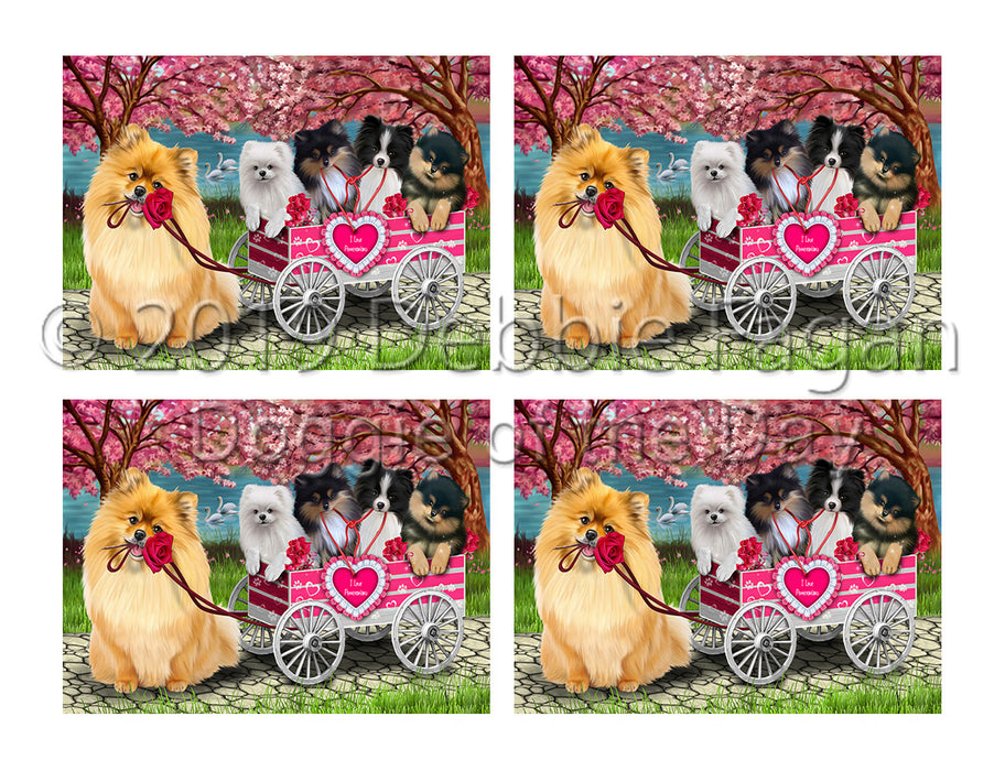 I Love Pomeranian Dogs in a Cart Placemat