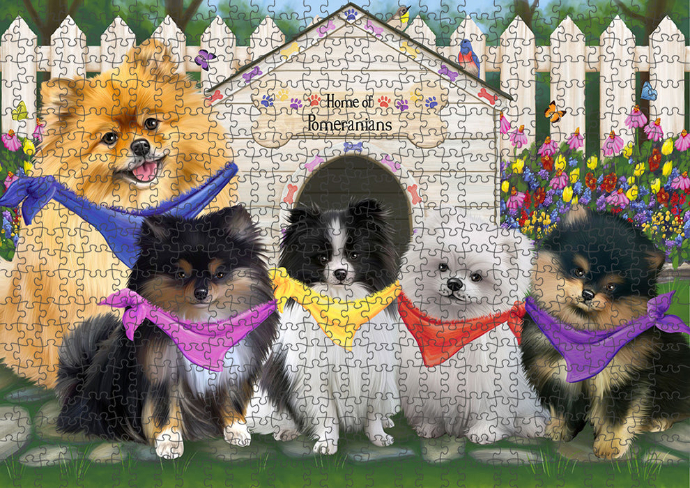 Spring Dog House Pomeranians Dog Puzzle with Photo Tin PUZL54462