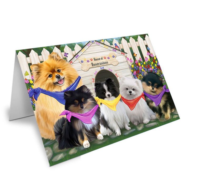 Spring Dog House Pugs Dog Handmade Artwork Assorted Pets Greeting Cards and Note Cards with Envelopes for All Occasions and Holiday Seasons GCD54617