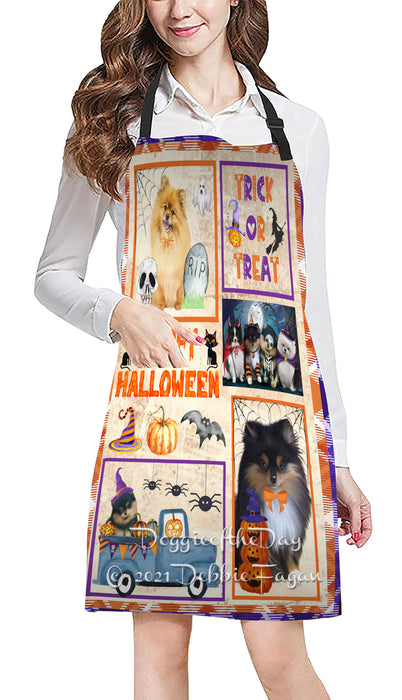 Happy Halloween Trick or Treat Pomeranian Dogs Cooking Kitchen Adjustable Apron Apron49344