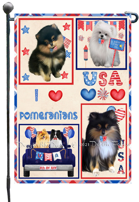 4th of July Independence Day I Love USA Pomeranian Dogs Garden Flag GFLG66925
