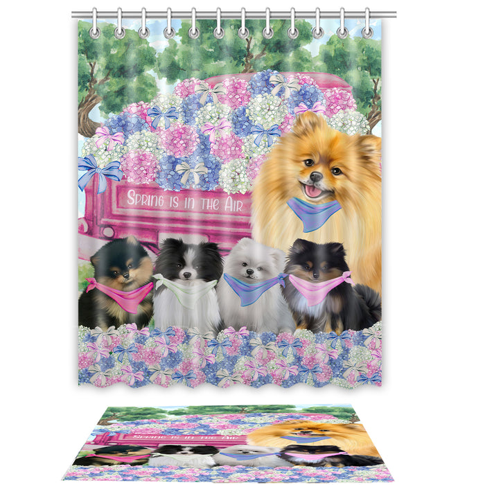 Pomeranian Shower Curtain with Bath Mat Combo: Curtains with hooks and Rug Set Bathroom Decor, Custom, Explore a Variety of Designs, Personalized, Pet Gift for Dog Lovers