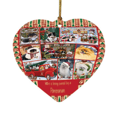 Love is Being Owned Christmas Pomeranian Dogs Heart Christmas Ornament HPOR57870