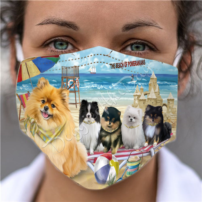 Pet Friendly Beach Pomeranian Dogs Face Mask FM49125