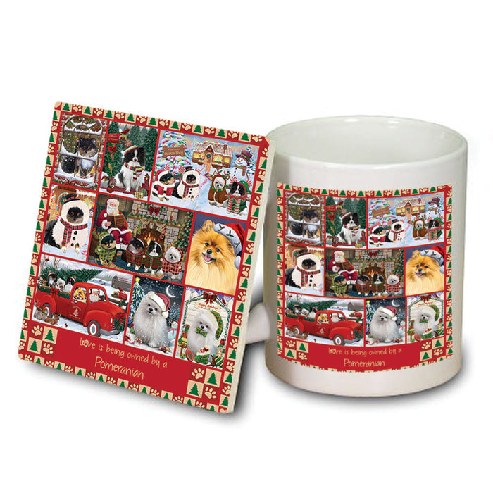 Love is Being Owned Christmas Pomeranian Dogs Mug and Coaster Set MUC57235