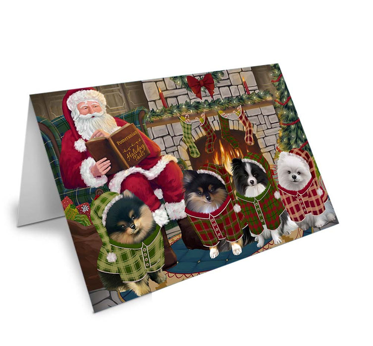 Christmas Cozy Holiday Tails Pomeranians Dog Handmade Artwork Assorted Pets Greeting Cards and Note Cards with Envelopes for All Occasions and Holiday Seasons GCD70643
