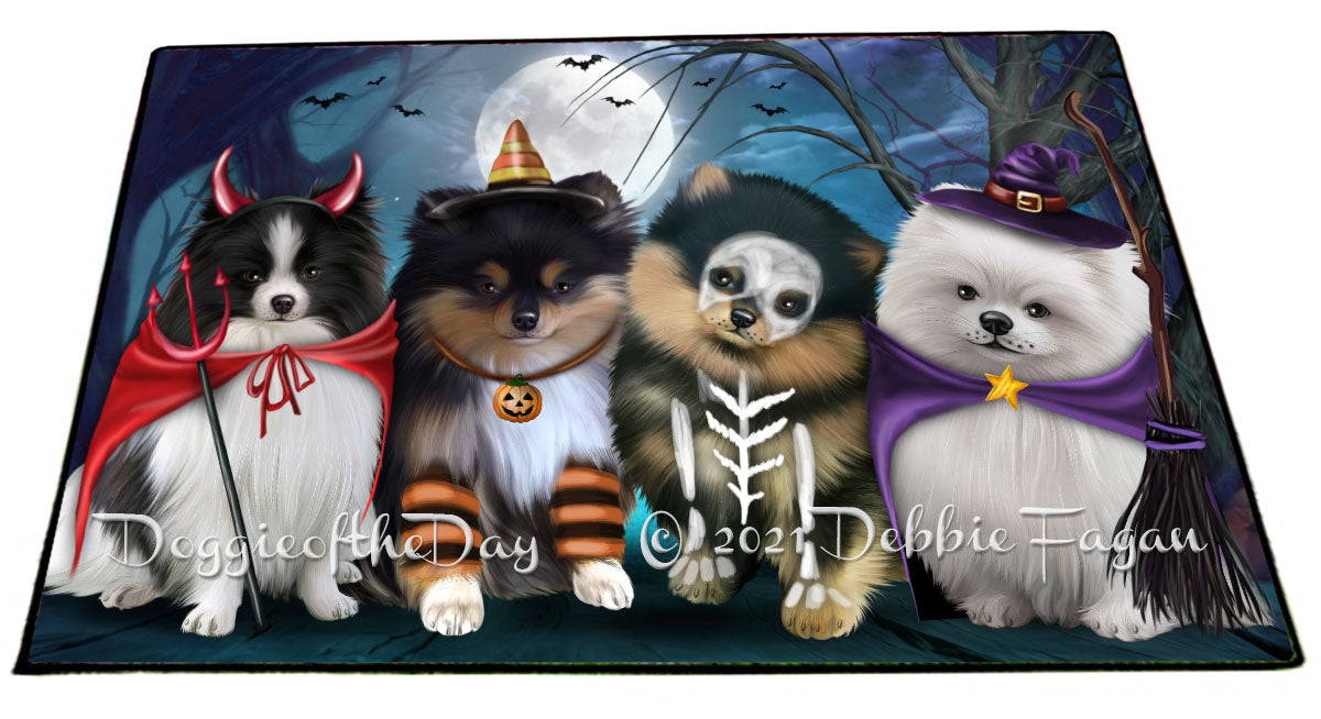 Happy Halloween Trick or Treat Pomeranian Dogs Indoor/Outdoor Welcome Floormat - Premium Quality Washable Anti-Slip Doormat Rug FLMS58429