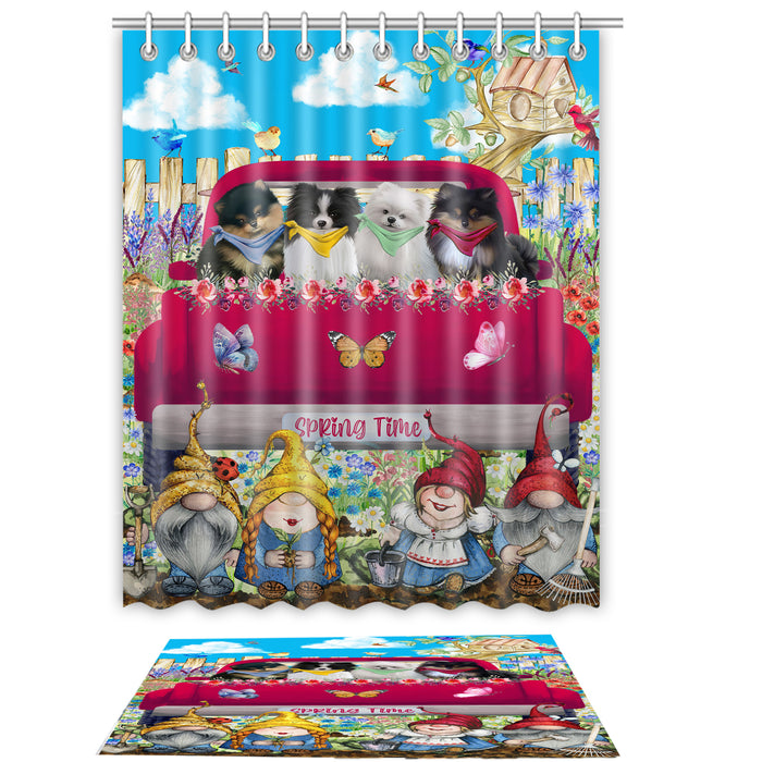 Pomeranian Shower Curtain & Bath Mat Set: Explore a Variety of Designs, Custom, Personalized, Curtains with hooks and Rug Bathroom Decor, Gift for Dog and Pet Lovers