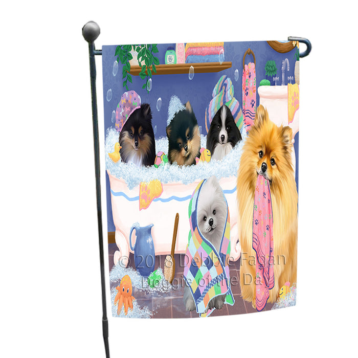 Rub A Dub Dogs In A Tub Pomeranians Dog Garden Flag GFLG57437