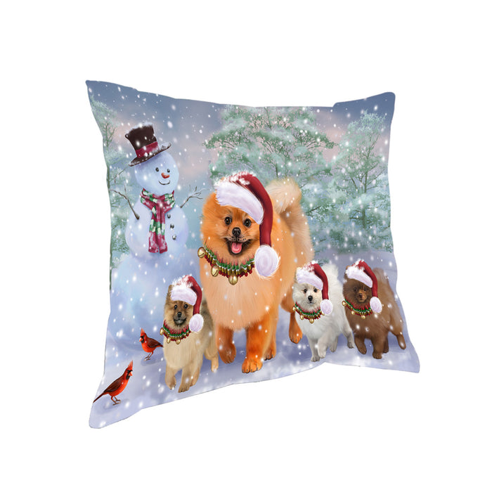 Christmas Running Family Pomeranian Dogs Pillow PIL83696