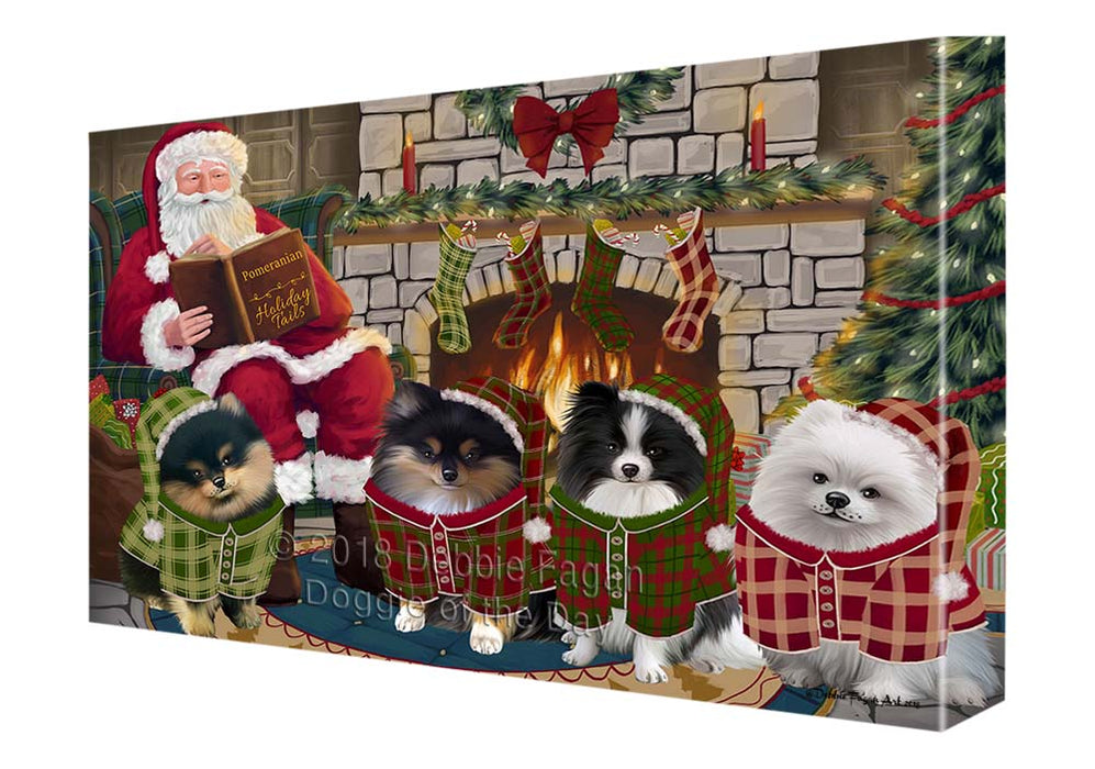 Christmas Cozy Holiday Tails Pomeranians Dog Canvas Print Wall Art Décor CVS118313