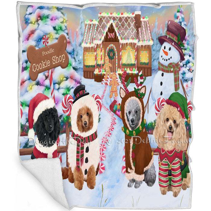 Holiday Gingerbread Cookie Shop Poodles Dog Blanket BLNKT128019
